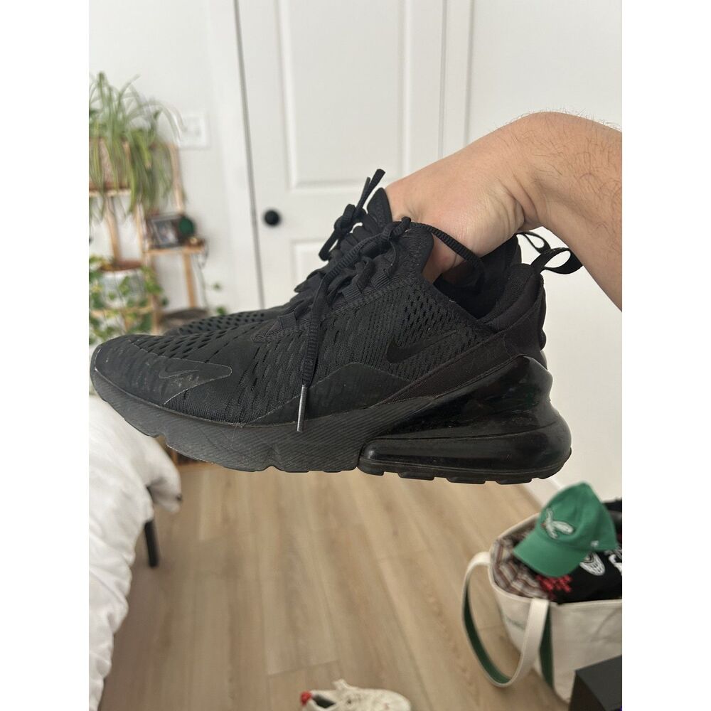 Nike Air Max 270 Triple Black Womens 6.5 Running Shoes All Black Sneakers AH6789